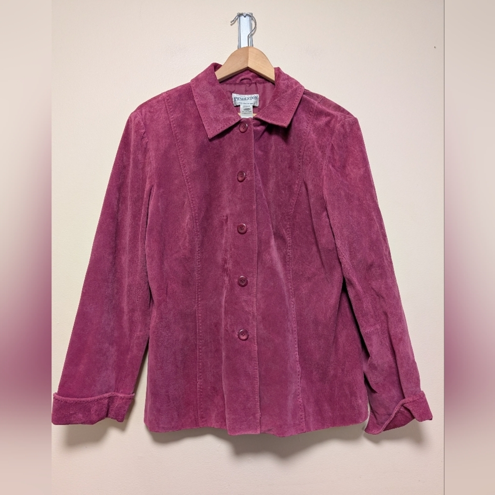 Pendleton Suede Leather Jacket Plum Purple Women’s Size L